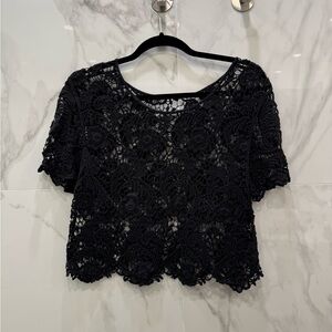 Black Crochet Crop Top